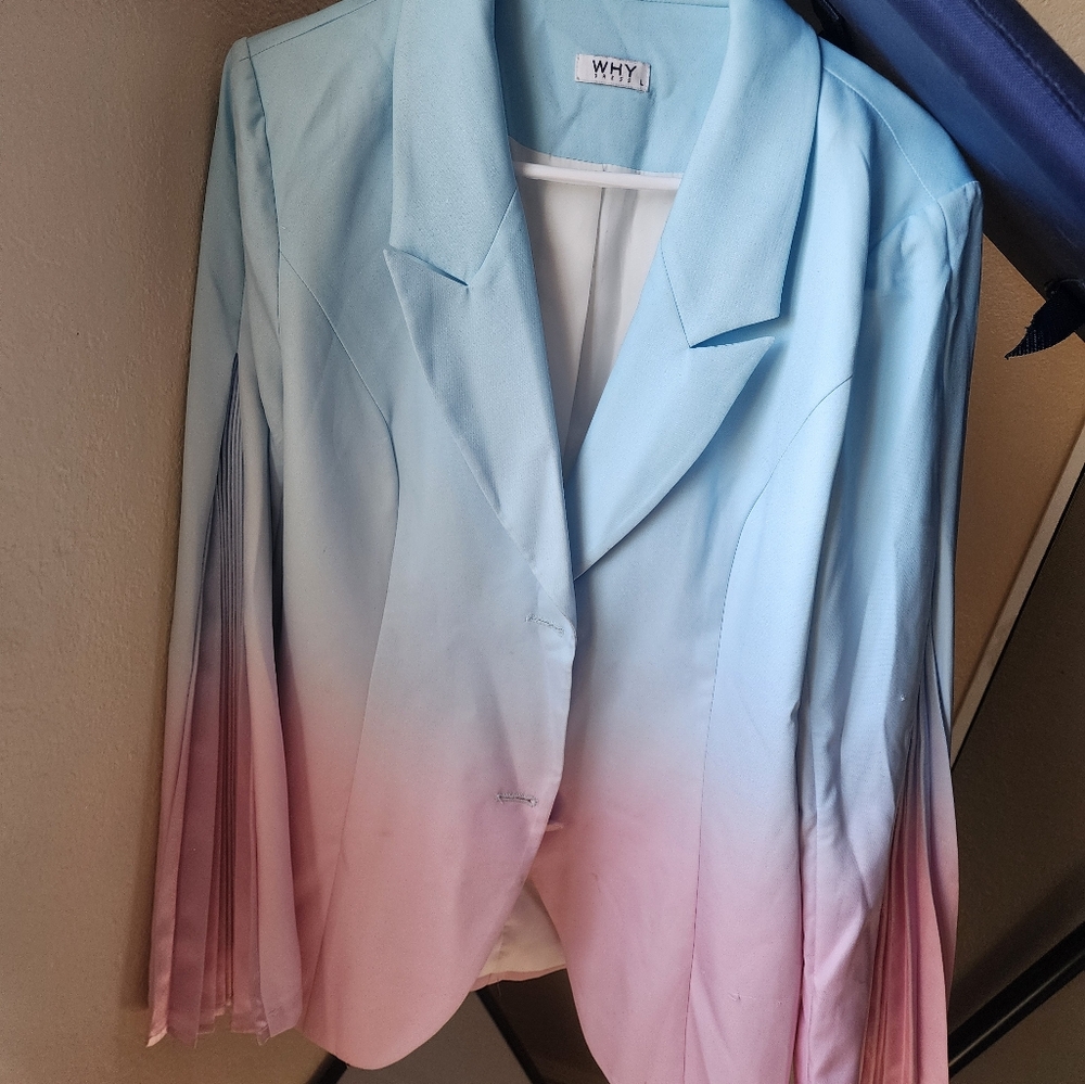 "WHY DRESS", Ombre Accordion Sleeve Blazer, Women's L